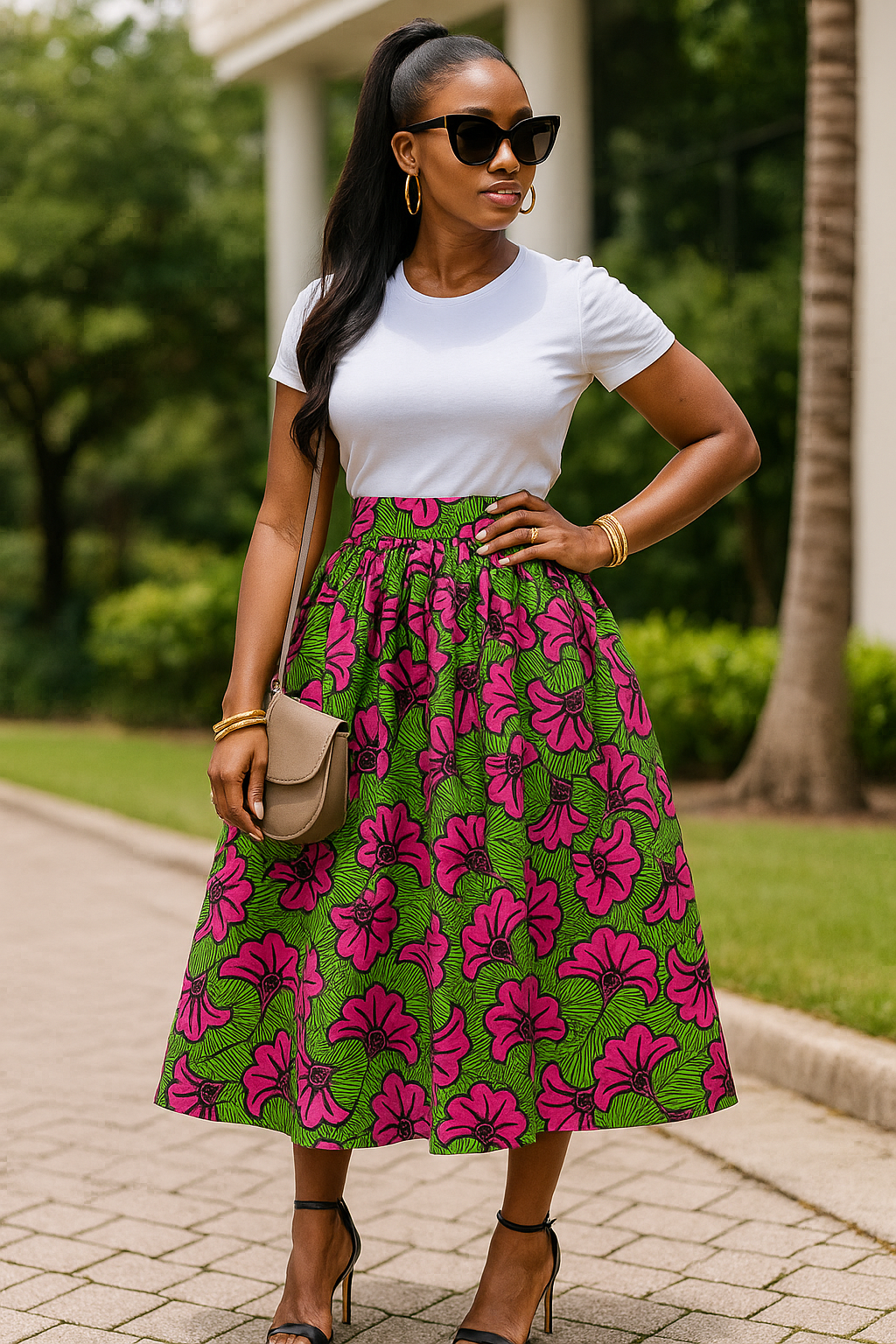 Jupe froncée taille haute