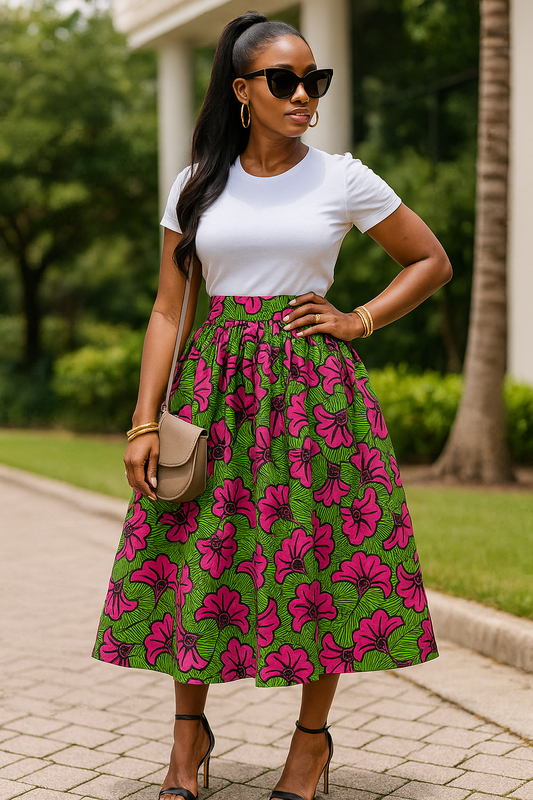 Jupe froncée taille haute